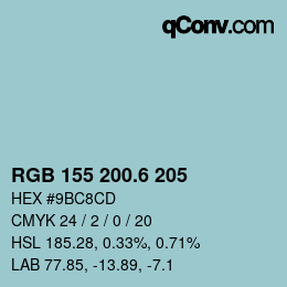 カラーコード: RGB 155 200.6 205 | qconv.com