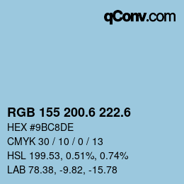 カラーコード: RGB 155 200.6 222.6 | qconv.com
