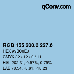 カラーコード: RGB 155 200.6 227.6 | qconv.com