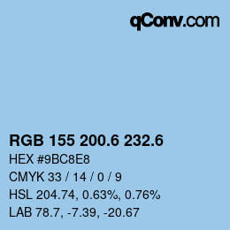 カラーコード: RGB 155 200.6 232.6 | qconv.com