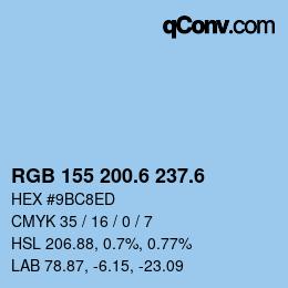 カラーコード: RGB 155 200.6 237.6 | qconv.com