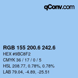 カラーコード: RGB 155 200.6 242.6 | qconv.com