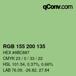 カラーコード: RGB 155 200 135 | qconv.com