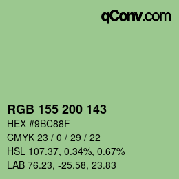 颜色代码: RGB 155 200 143 | qconv.com