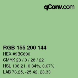 Color code: RGB 155 200 144 | qconv.com