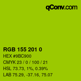 カラーコード: RGB 155 201 0 | qconv.com