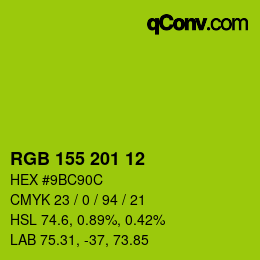 カラーコード: RGB 155 201 12 | qconv.com
