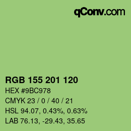 颜色代码: RGB 155 201 120 | qconv.com