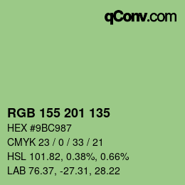 Color code: RGB 155 201 135 | qconv.com