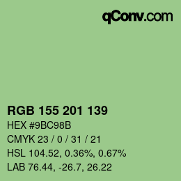 カラーコード: RGB 155 201 139 | qconv.com