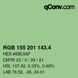 カラーコード: RGB 155 201 143.4 | qconv.com