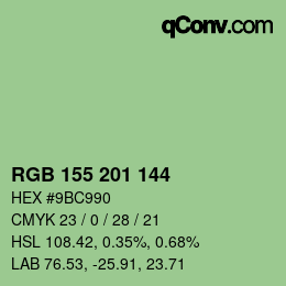 カラーコード: RGB 155 201 144 | qconv.com