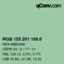 カラーコード: RGB 155 201 166.6 | qconv.com
