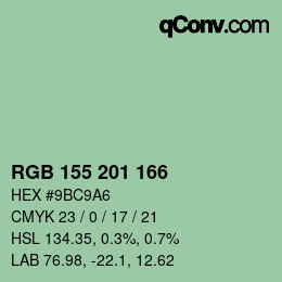 Color code: RGB 155 201 166 | qconv.com