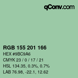 カラーコード: RGB 155 201 166 | qconv.com