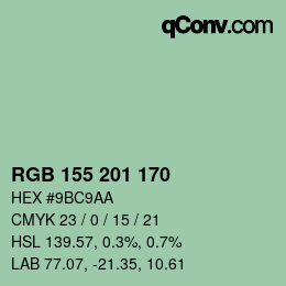 カラーコード: RGB 155 201 170 | qconv.com