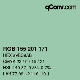 Color code: RGB 155 201 171 | qconv.com
