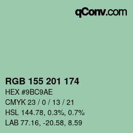 Color code: RGB 155 201 174 | qconv.com