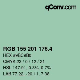 カラーコード: RGB 155 201 176.4 | qconv.com