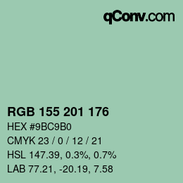 Color code: RGB 155 201 176 | qconv.com