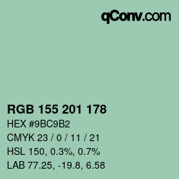 Color code: RGB 155 201 178 | qconv.com