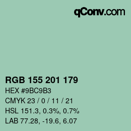 Color code: RGB 155 201 179 | qconv.com