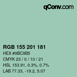 カラーコード: RGB 155 201 181 | qconv.com