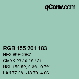 Color code: RGB 155 201 183 | qconv.com