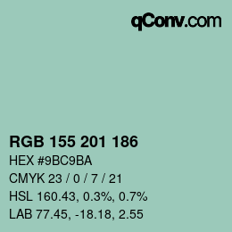 Color code: RGB 155 201 186 | qconv.com