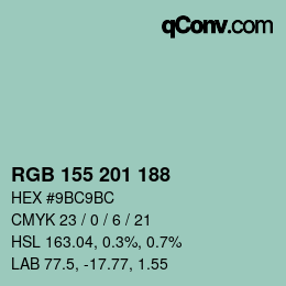 Color code: RGB 155 201 188 | qconv.com