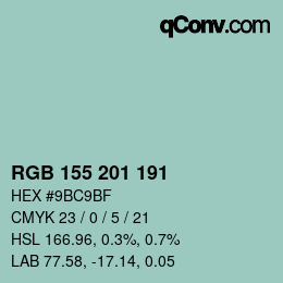 Color code: RGB 155 201 191 | qconv.com