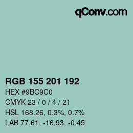 Color code: RGB 155 201 192 | qconv.com