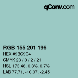 カラーコード: RGB 155 201 196 | qconv.com