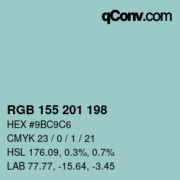 カラーコード: RGB 155 201 198 | qconv.com