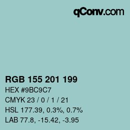 カラーコード: RGB 155 201 199 | qconv.com
