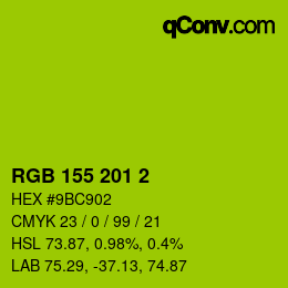 カラーコード: RGB 155 201 2 | qconv.com