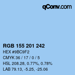 カラーコード: RGB 155 201 242 | qconv.com