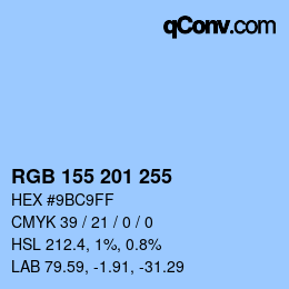 颜色代码: RGB 155 201 255 | qconv.com
