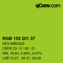 Color code: RGB 155 201 37 | qconv.com