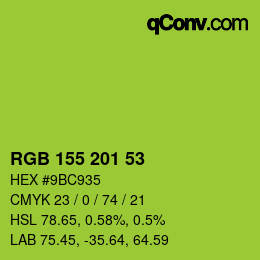 Color code: RGB 155 201 53 | qconv.com