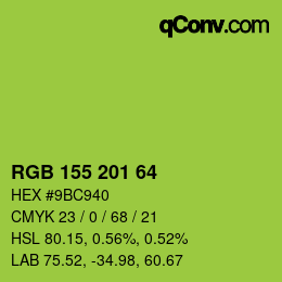 Color code: RGB 155 201 64 | qconv.com