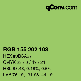 Color code: RGB 155 202 103 | qconv.com