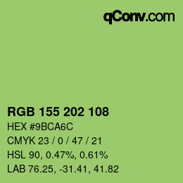 カラーコード: RGB 155 202 108 | qconv.com