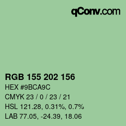 カラーコード: RGB 155 202 156 | qconv.com