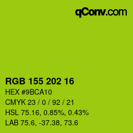カラーコード: RGB 155 202 16 | qconv.com
