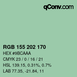 Color code: RGB 155 202 170 | qconv.com