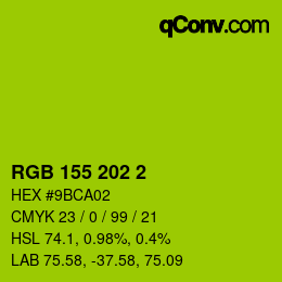 颜色代码: RGB 155 202 2 | qconv.com