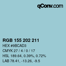 Color code: RGB 155 202 211 | qconv.com