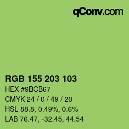 颜色代码: RGB 155 203 103 | qconv.com