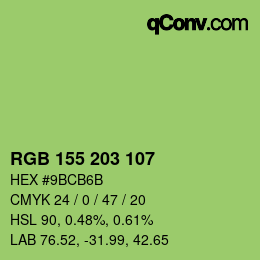 Color code: RGB 155 203 107 | qconv.com